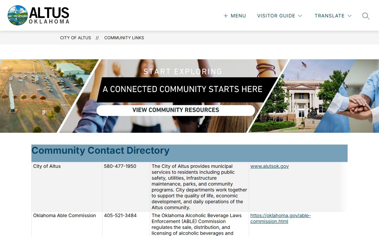 Altus Oklahoma phone directory community resources page
