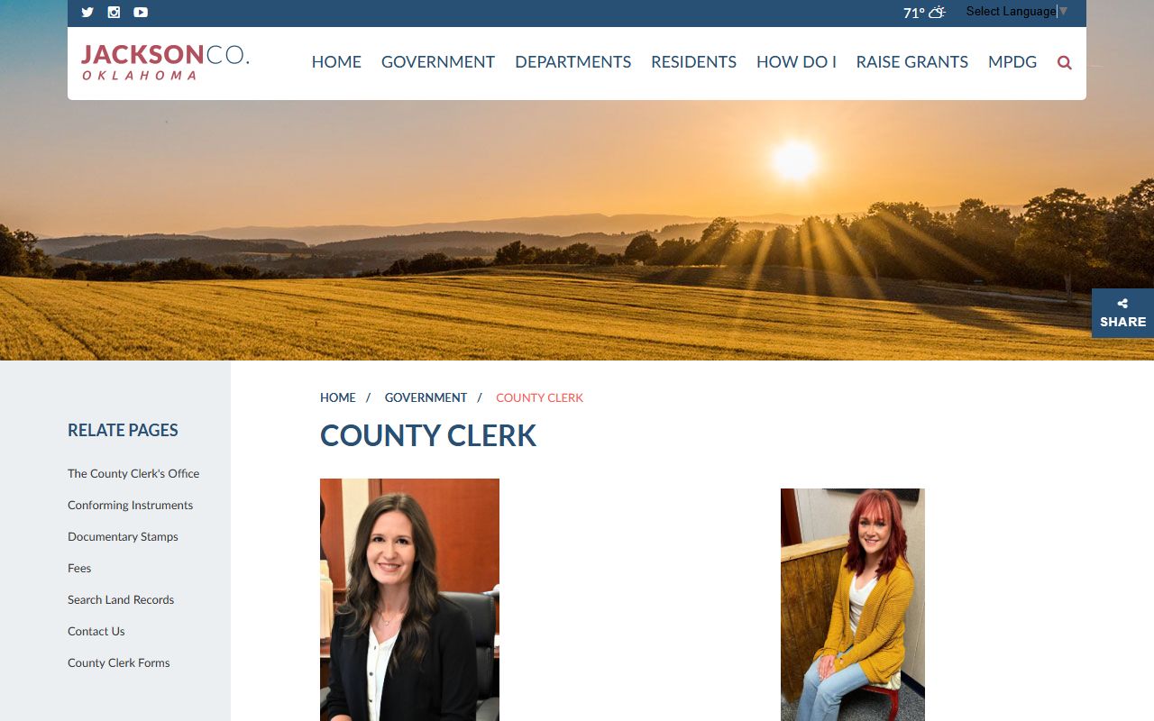 Altus Oklahoma phone directory Jackson County Clerk official page