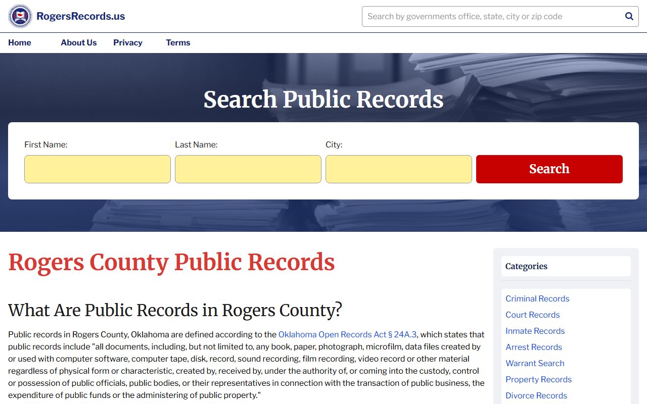 Claremore Oklahoma phone directory Rogers County public records
