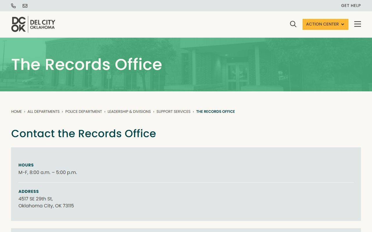 Del City Oklahoma phone directory police records office