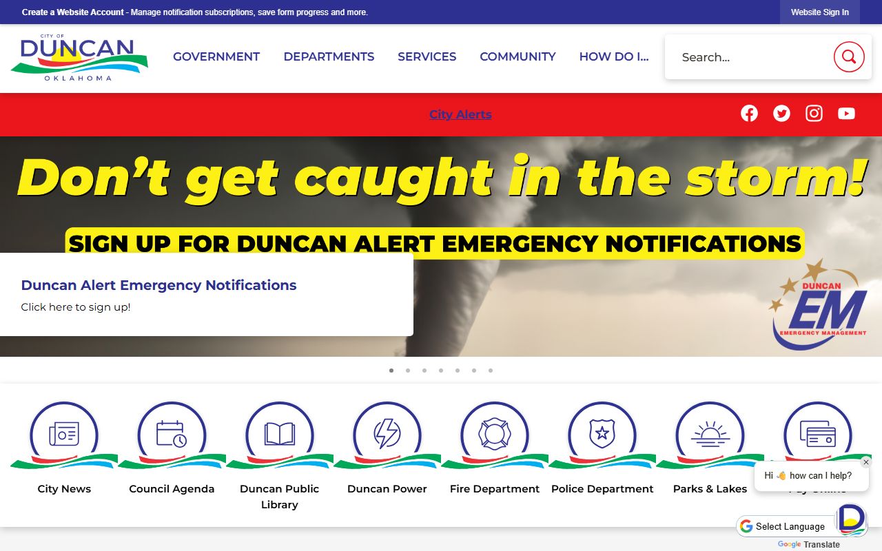 Duncan Oklahoma phone directory city official website