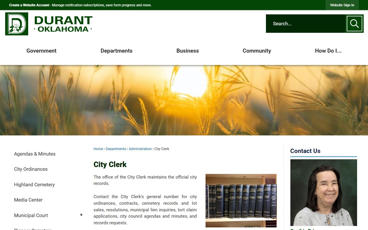 Durant Oklahoma phone directory city clerk office