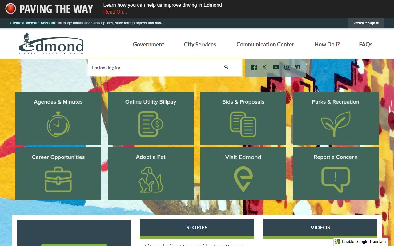 Edmond Oklahoma phone directory official city website