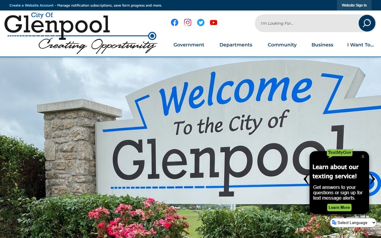 Glenpool Oklahoma phone directory city official website