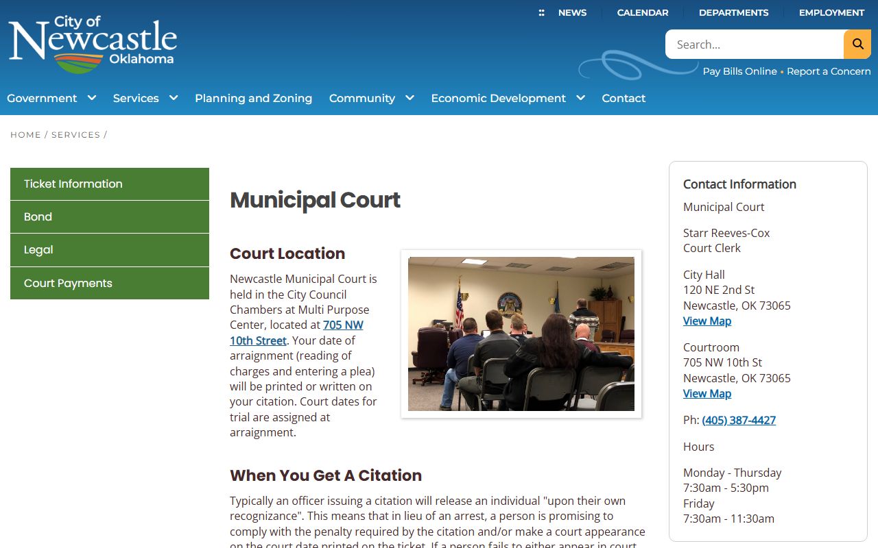 Newcastle Oklahoma phone directory municipal court information