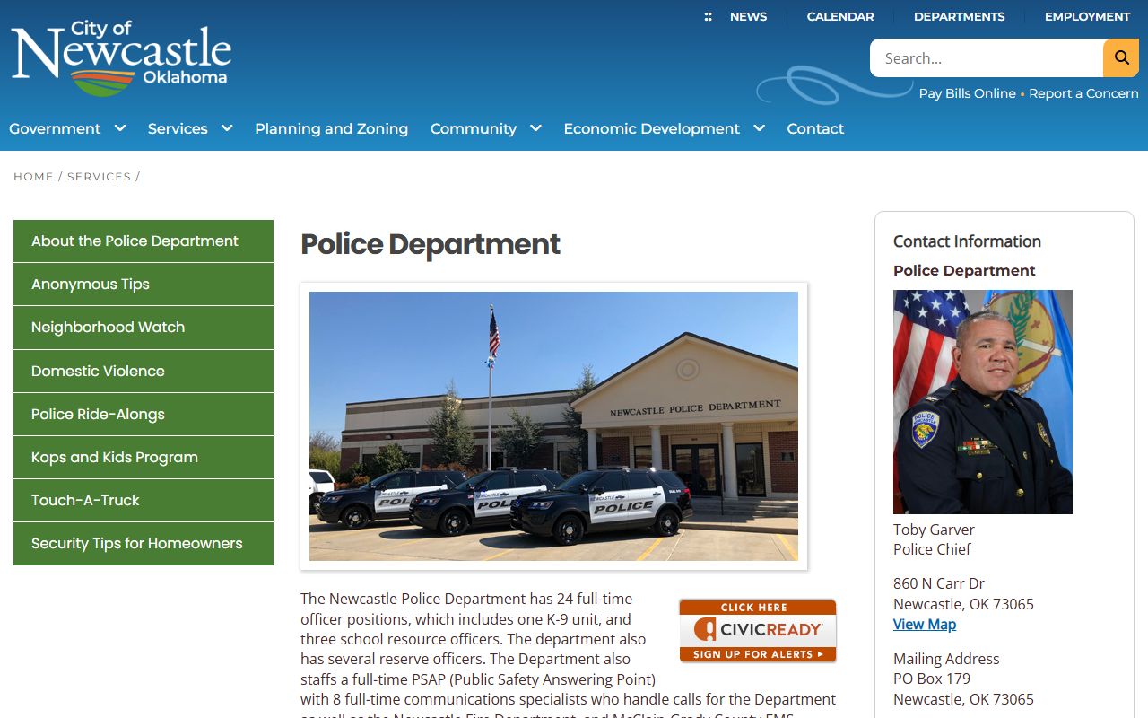 Newcastle Oklahoma phone directory police department page