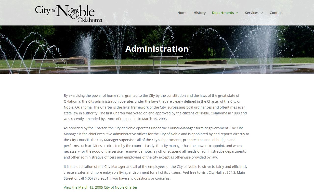 Noble Oklahoma phone directory city administration page