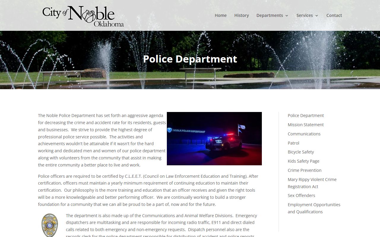 Noble Oklahoma phone directory police department page