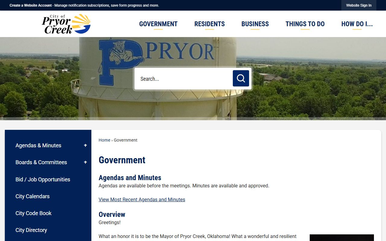 Pryor Creek Oklahoma phone directory government directory