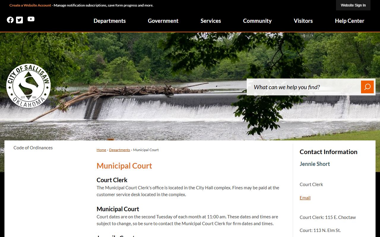 Sallisaw Oklahoma phone directory municipal court information