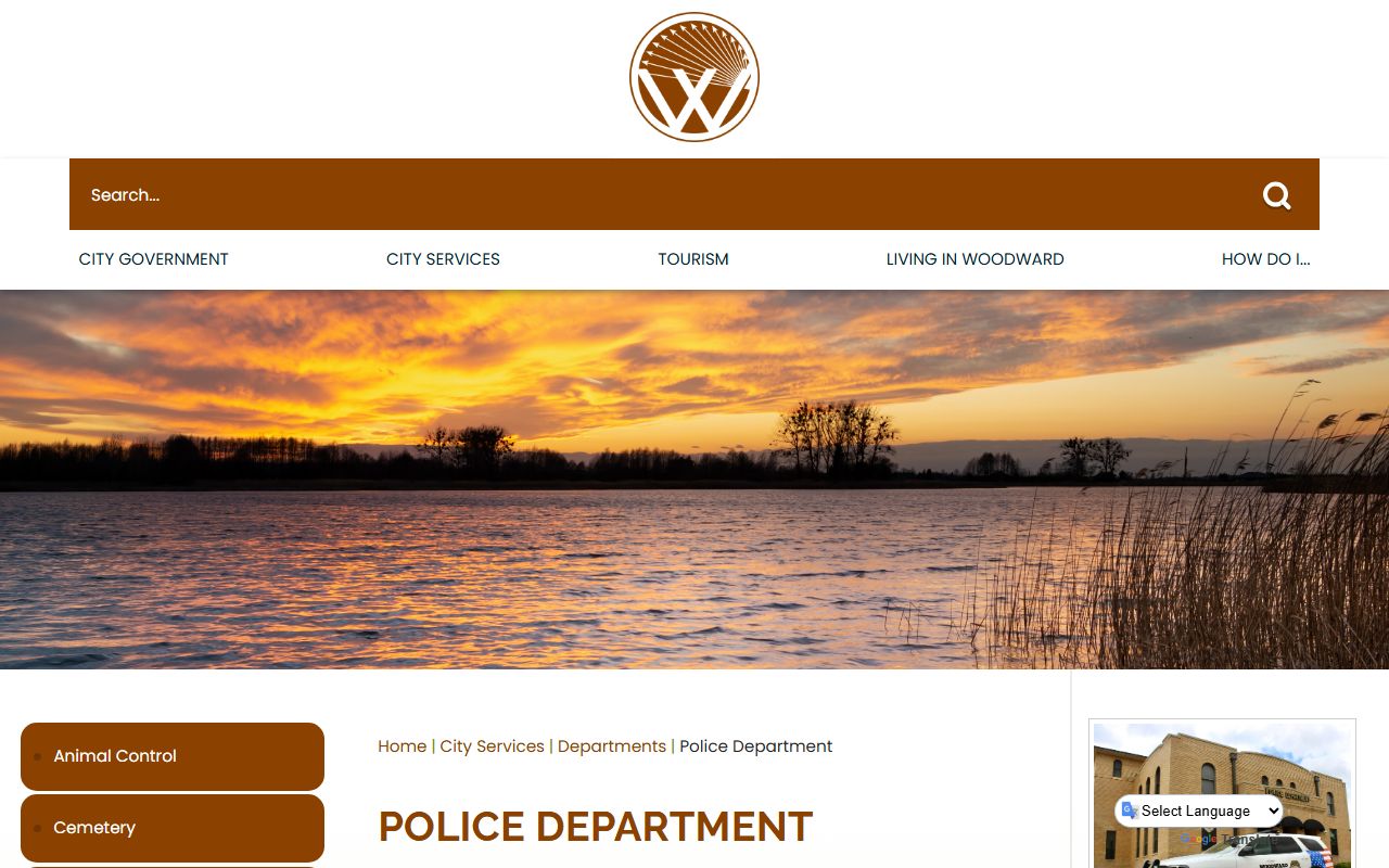Woodward Oklahoma phone directory police department page