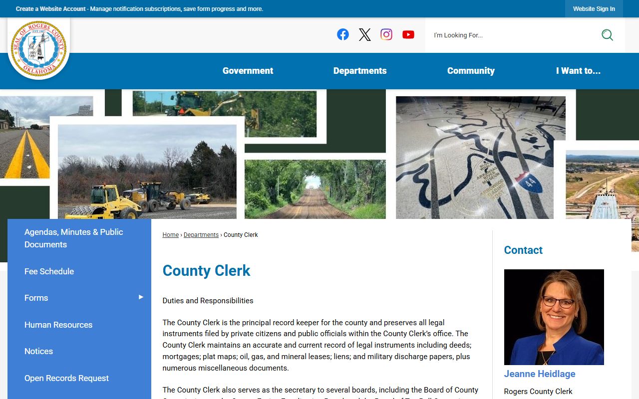 Rogers County Oklahoma phone directory clerk website