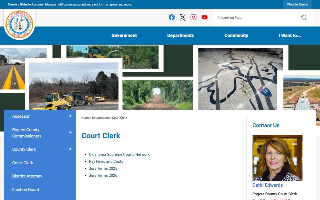 Rogers County Oklahoma phone directory court clerk page
