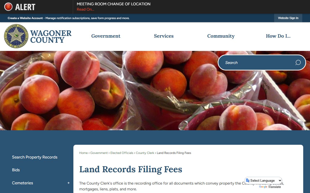 Wagoner County Oklahoma phone directory land records filing fees