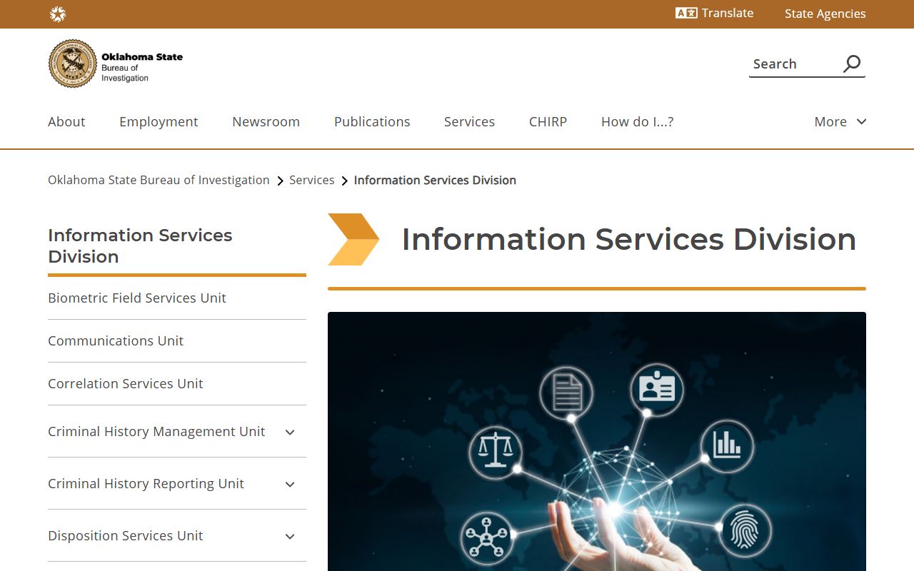 Oklahoma phone directory OSBI Information Services Division
